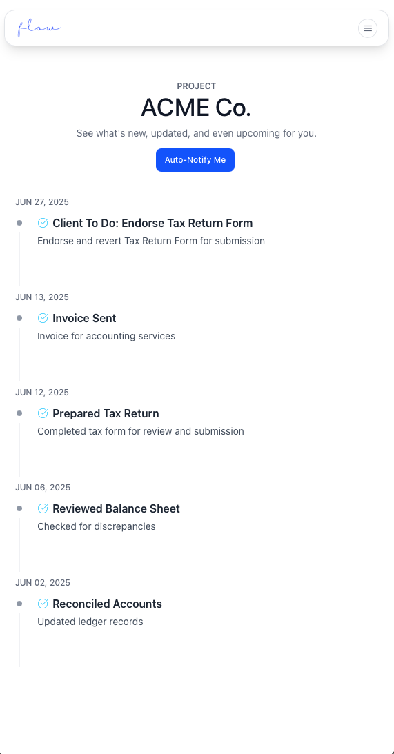 Flow for professionals on mobile