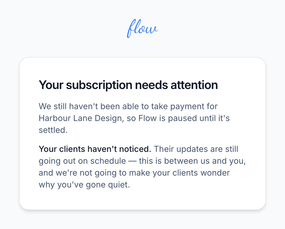The page a team member sees when the agency's subscription is paused.