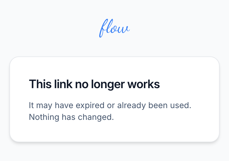 A client's page on a phone saying a link no longer works.